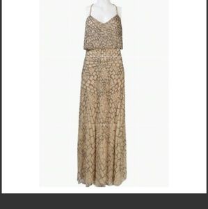 Adrianna Papell embroidered nude gown